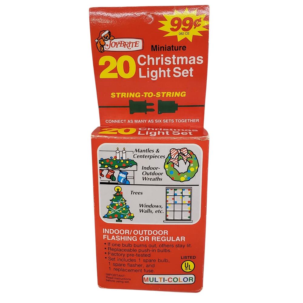 Vintage Joybrite Miniature Christmas Light Set 20 lights Christmas Tree Lights